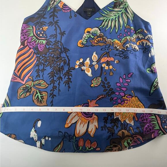 J. Crew Real Silk, Blue Tropical Pattern Strappy Tank - Picture 7 of 7